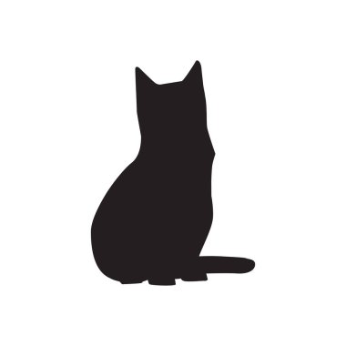 Şirin kedi siyah siluet vektör çizimi izole edildi.