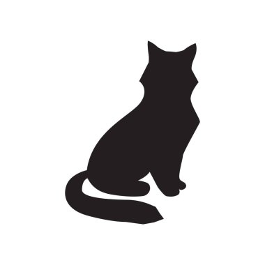 Şirin kedi siyah siluet vektör çizimi izole edildi.