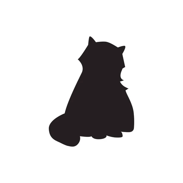 Cute cat black silhouette vector illustration isolated. — Stock Vector