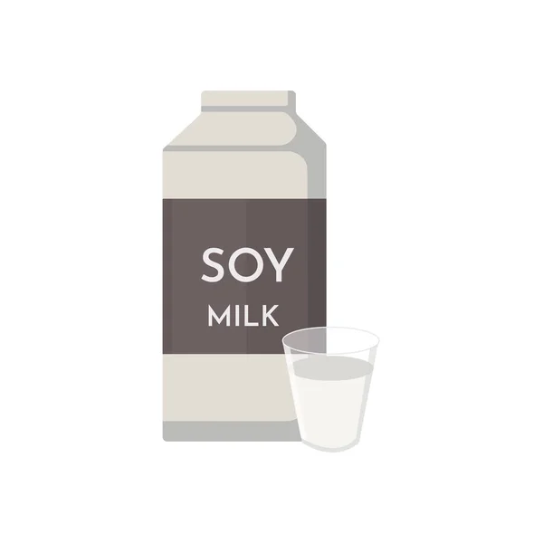 Προϊόν Vector Soya και Τρόφιμα. Σόγια γάλα κινουμένων σχεδίων επίπεδη απεικόνιση. — Διανυσματικό Αρχείο