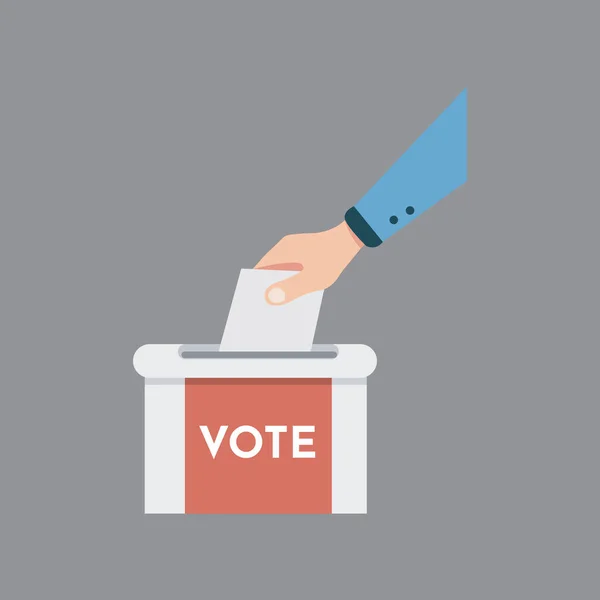 Stem op vectorillustratie. Hand zet stemming, kiezers nemen beslissingen. — Stockvector