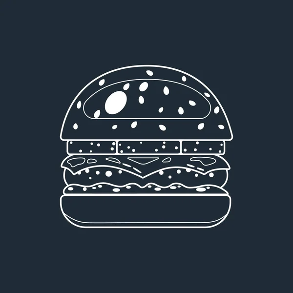 Бургер, иконы фаст-фуда в стиле лайна. Векторная иллюстрация продуктов питания . — стоковый вектор