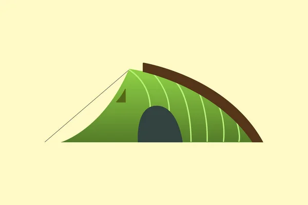 Turystyka i obóz trekking namiot dla odpoczynku. Ilustracja wektora w stylu kreskówki. — Wektor stockowy