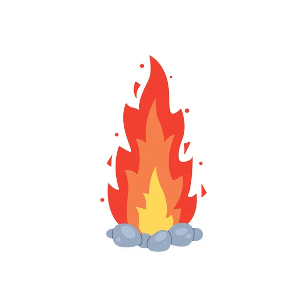 Icône feu de camp. Vecteur de feu de joie brûlant. Flammes de bois de chauffage, cheminée brûlante illustration de dessin animé. — Image vectorielle