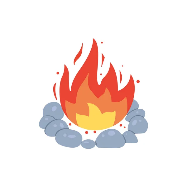 Icône feu de camp. Vecteur de feu de joie brûlant. Flammes de bois de chauffage, cheminée brûlante illustration de dessin animé. — Image vectorielle