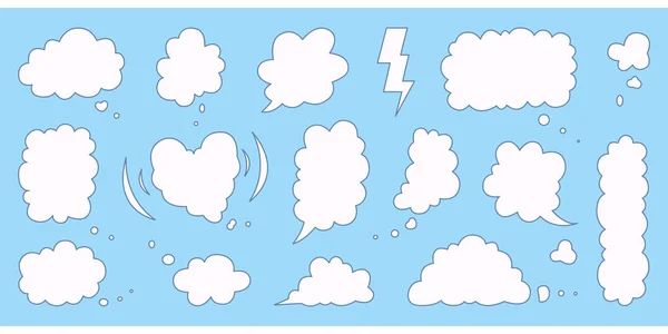 Conjunto de burbuja de voz de nube. Bonitas burbujas y elementos de globos vacíos. Clouds cuadro de texto para la comunicación, comentario y plantilla de mensaje . — Archivo Imágenes Vectoriales