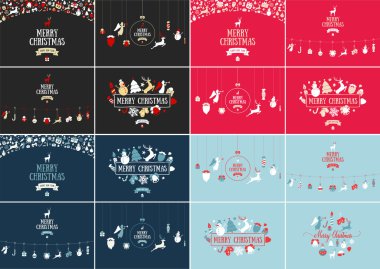 Neşeli Noel dekorasyonu ve kart tasarımı. Yeni Yılınız Kutlu Olsun