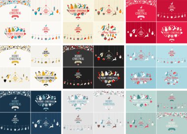 Neşeli Noel dekorasyonu ve kart tasarımı. Yeni Yılınız Kutlu Olsun