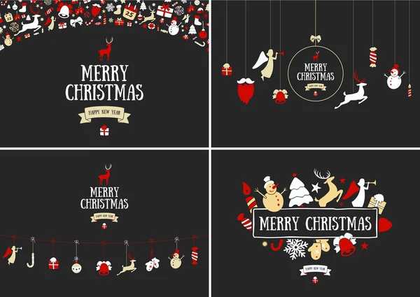 Buon Natale decorazione e design della carta. Felice anno nuovo — Vettoriale Stock