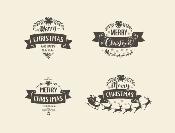 Feliz Navidad tipografía de letras. Texto manuscrito diseño wi — Vector de stock