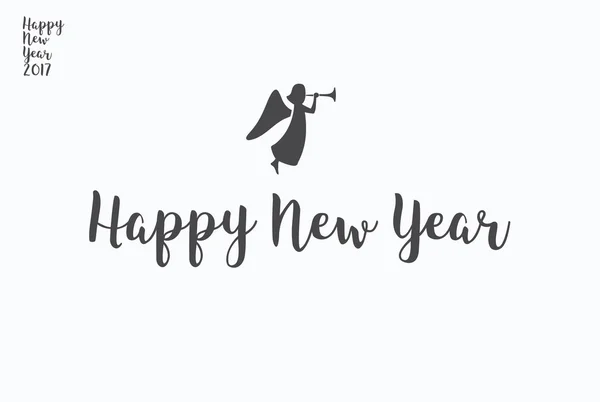 Happy New Year lettering typography. Handwriting text design wit — Stock Vector