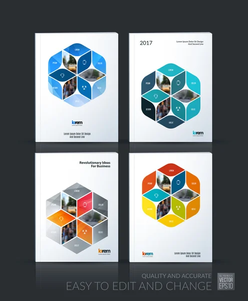 Recolha de layout de modelo de brochura, relatório anual de projeto de cobertura , —  Vetores de Stock