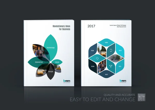 Broşür şablonu Düzen koleksiyon, kapak tasarım yıllık raporu,