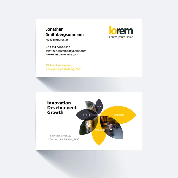 Vector business card template with  flower petals shapes for — Stockový vektor