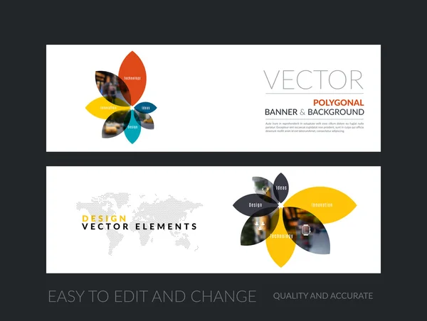 Vector set of modern horizontal website banners with flower peta — Stock vektor