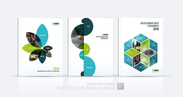 Collezione di brochure modello layout, relazione annuale di design di copertina, — Vettoriale Stock