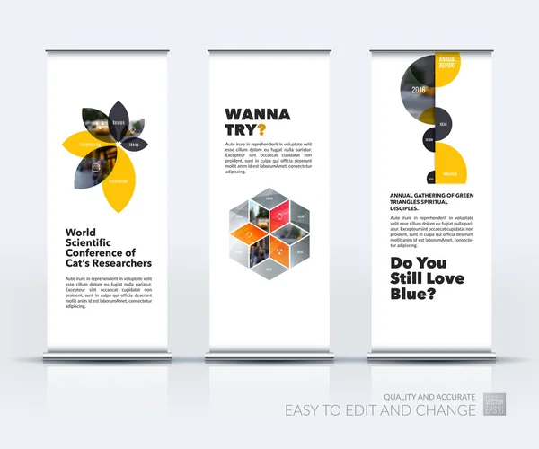 Set vektor modern roll Up Banner berdiri desain dengan hewan peliharaan bunga - Stok Vektor