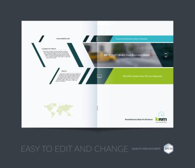 Broşür şablonu Düzen koleksiyon, kapak tasarım yıllık raporu,