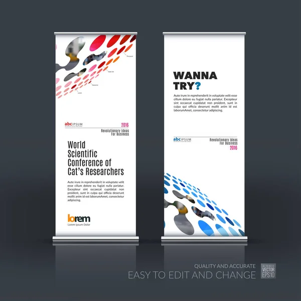 Conjunto vectorial de diseño moderno roll Up Banner stand con perspectivas — Vector de stock