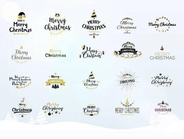 Tipografia de letras Feliz Natal. Handwriting design de texto wi — Vetor de Stock