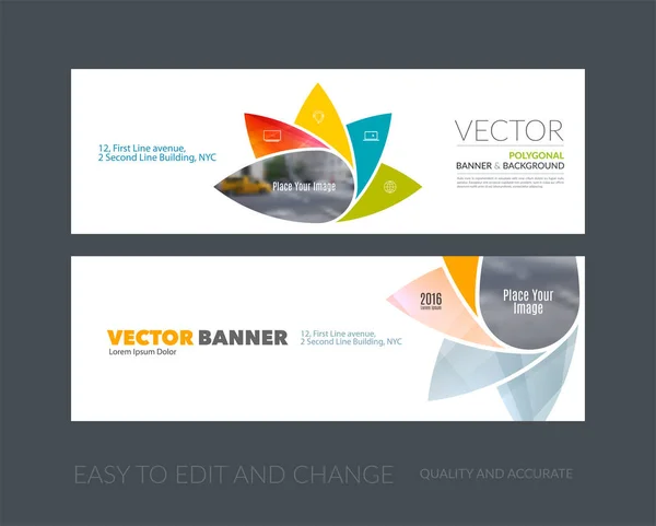 Vektor-Set moderner horizontaler Website-Banner mit geometrischem f — Stockvektor