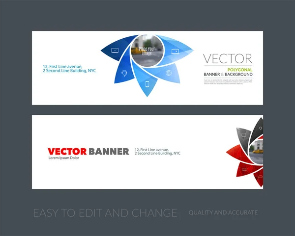 Vector uppsättning med modern horisontella hemsida banners med geometriska f — Stock vektor