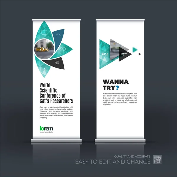 Juego de vectores de negocio de diseño moderno roll Up Banner stand con g — Vector de stock