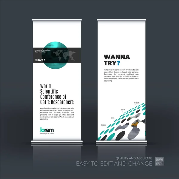 Vektor bisnis set modern roll Up Banner berdiri desain dengan g - Stok Vektor