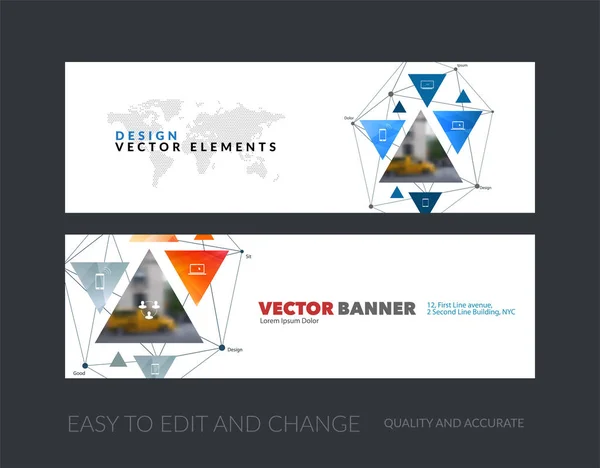 Vektor-Set von modernen horizontalen Website-Bannern mit dreieckigen — Stockvektor