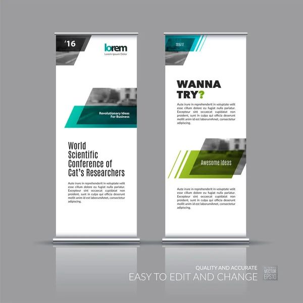 Juego de vectores de negocio de diseño moderno roll Up Banner stand con t — Vector de stock