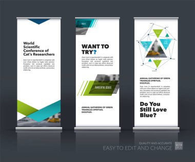 Modern roll Up Banner stand tasarım t ile iş vektör ayarla