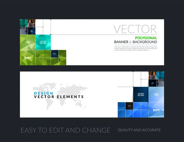 Vektor-Set moderner horizontaler Website-Banner mit rechteckigen — Stockvektor