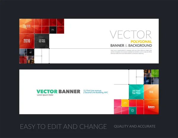 Vector uppsättning modern horisontella hemsida banners med rektangulär — Stock vektor