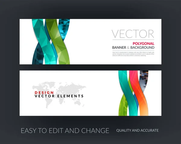 Vektor-Set moderner horizontaler Website-Banner mit Wellen, weich — Stockvektor