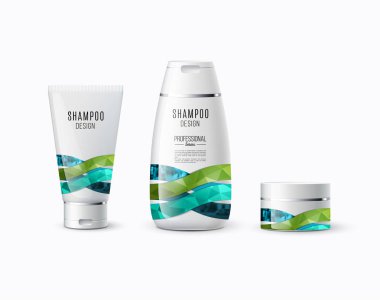 Soyut vücut bakımı kozmetik markası kavramı. Tüp kremi, şampuan p