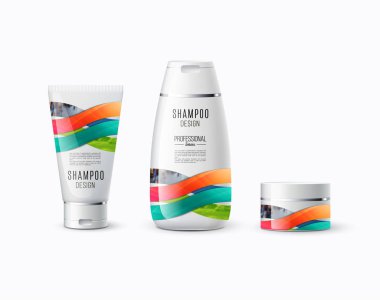 Soyut vücut bakımı kozmetik markası kavramı. Tüp kremi, şampuan p