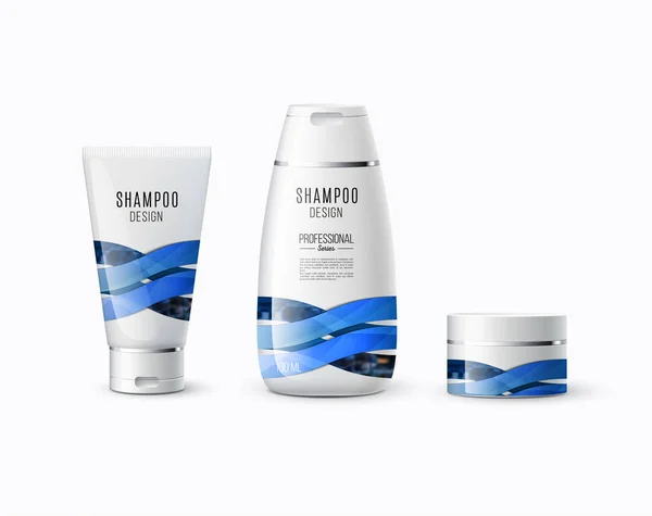 Résumé soin du corps cosmétique concept de marque. Tube crème, shampooing p — Image vectorielle