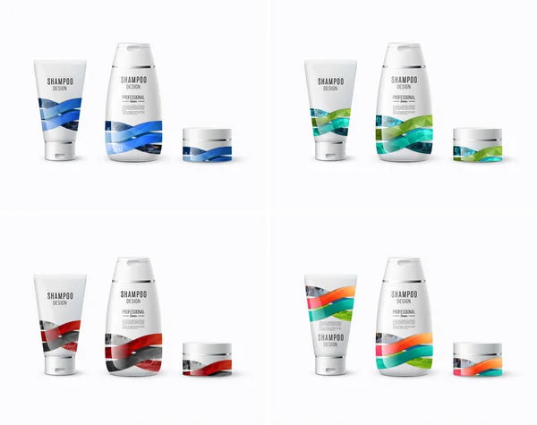 Soyut vücut bakımı kozmetik markası kavramı. Tüp kremi, şampuan p