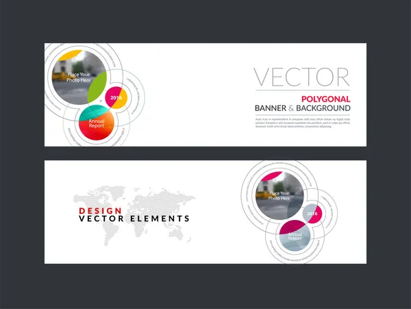 Vektor-Set von modernen horizontalen Website-Bannern mit Runden, cir — Stockvektor