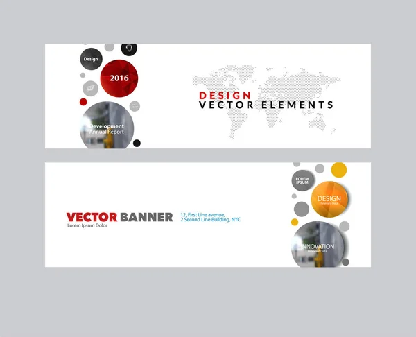 Vektor Set von modernen horizontalen Website-Bannern mit Punkten circ — Stockvektor