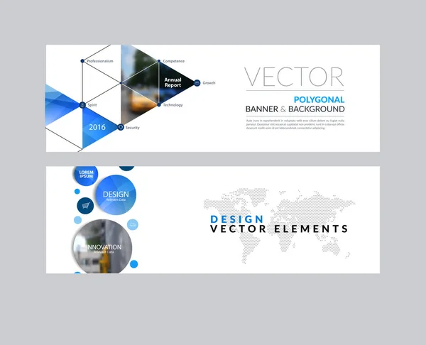 Vektor-Set moderner horizontaler Website-Banner mit runden, tr — Stockvektor