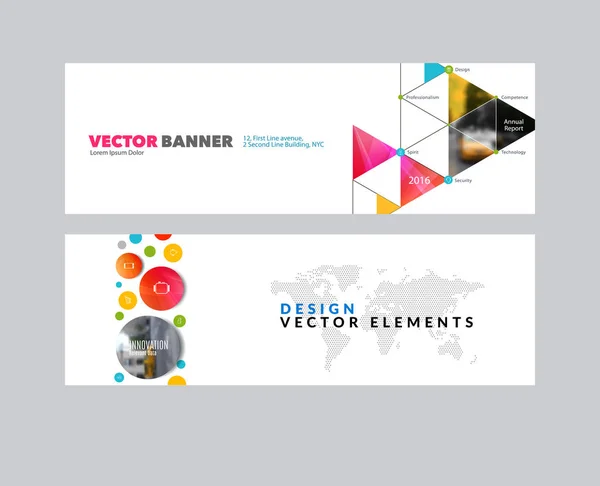 Vector uppsättning modern horisontella hemsida banners med rundor, tr — Stock vektor