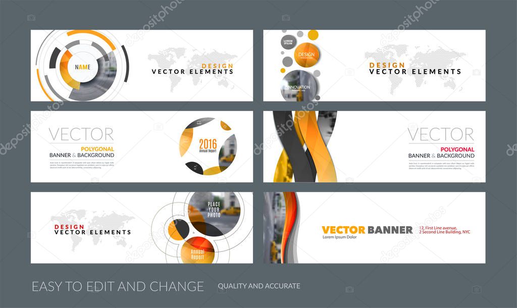 Vector set of modern horizontal website banners with colourful s