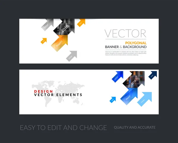 Vector set of modern horizontal website banners with diagonal po — Stock Vector