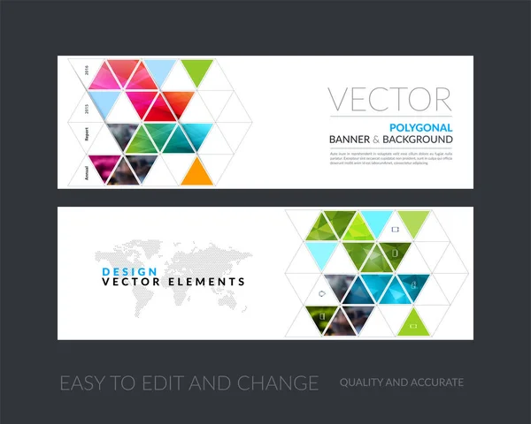 Vector set of modern horizontal website banners with yellow diag — Stock Vector
