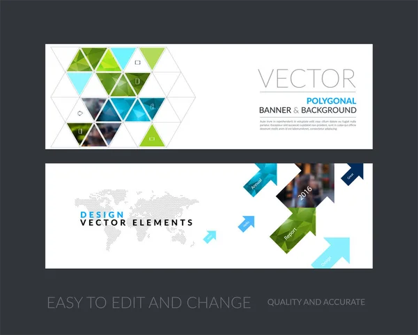 Vector uppsättning med modern horisontella hemsida banners med gula diag — Stock vektor