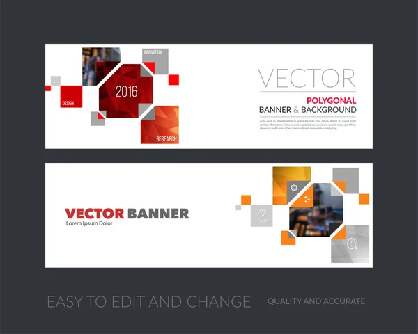 Vector uppsättning med modern horisontella hemsida banners med gula rect — Stock vektor