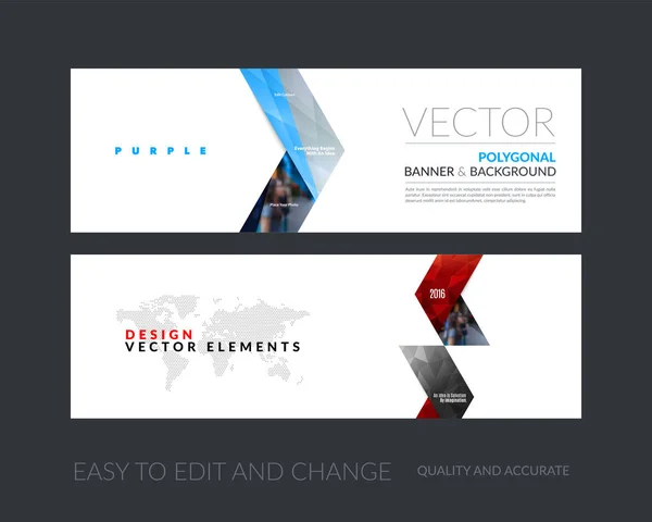 Vector set of modern horizontal website banners with yellow arro — Stock Vector