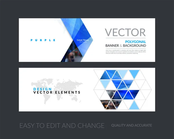 Vector set of modern horizontal website banners with yellow arro — Stock Vector