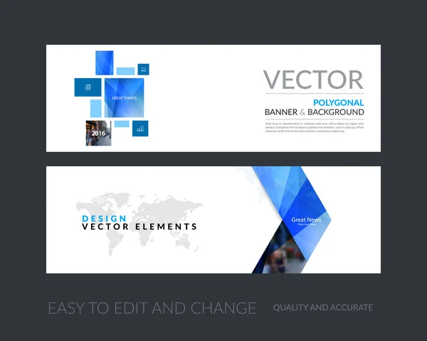 Vector uppsättning med modern horisontella hemsida banners med gula squa — Stock vektor